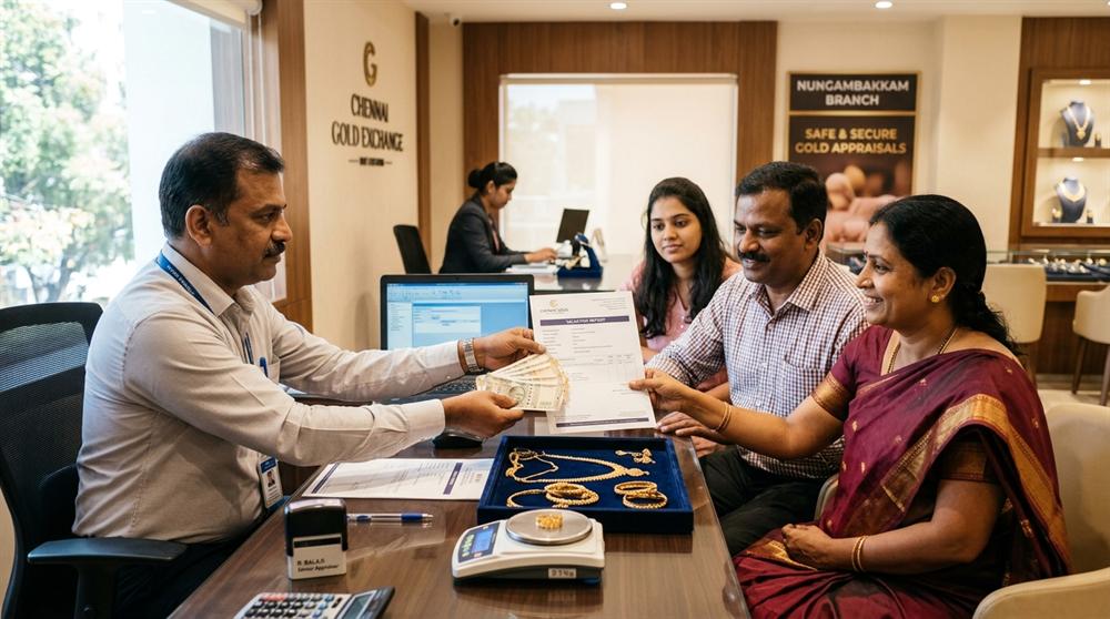 Gold valuation comparison chart and precision gold weighing scale in Nungambakkam