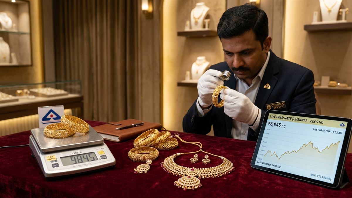 Professional gold valuation and live market rate testing in Chennai