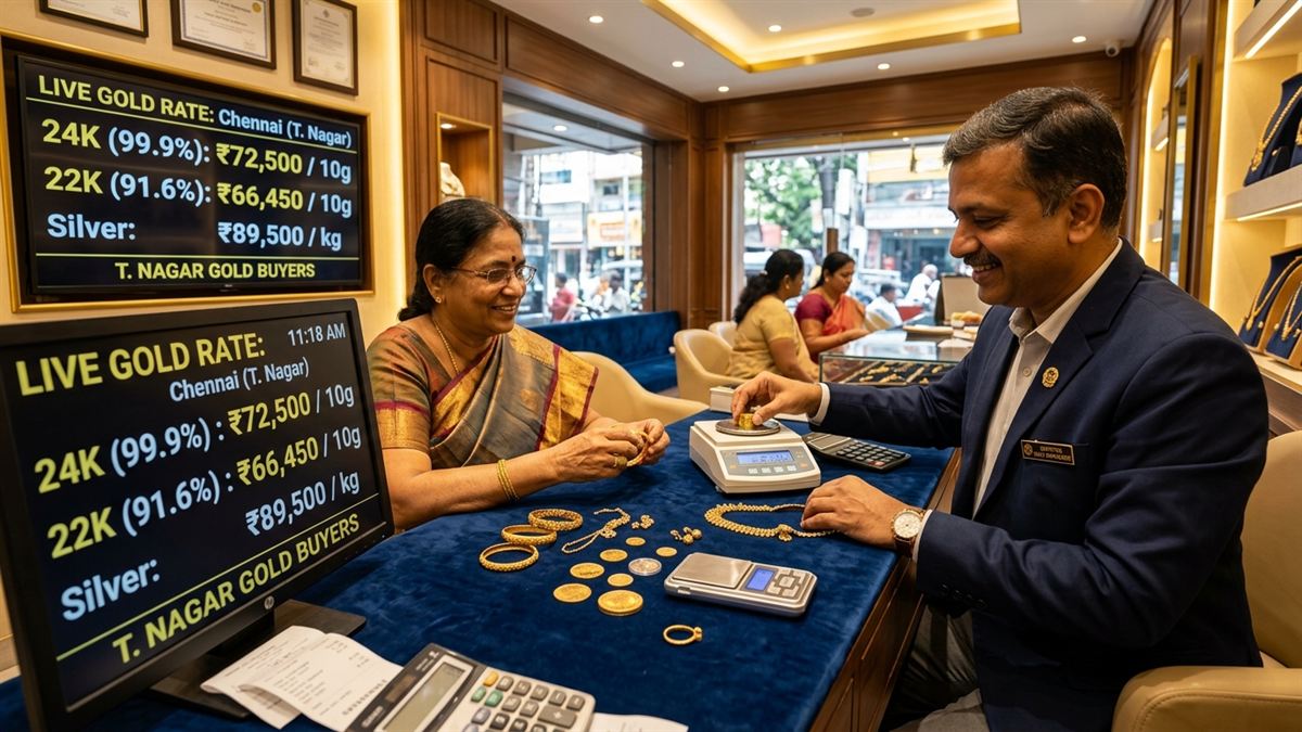 Aghni Gold Bazullah Road T. Nagar branch and customer gold valuation